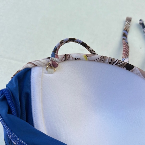 New Guess Blue and White One Piece Swimsuit with Sweetheart Neckline - Picture 6 of 7